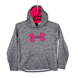 Womens Under Armour Gray & Pink Storm Hoodie Sweatshirt Loose Coldgear Size L
